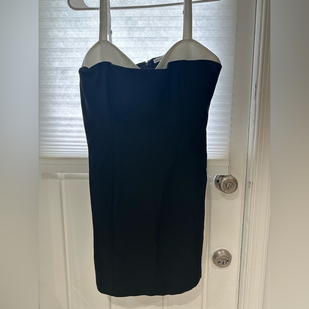 NWOT Abercrombie & Fitch Black & White Contrast Sweetheart Corset Mini Dress LP - Picture 4 of 7